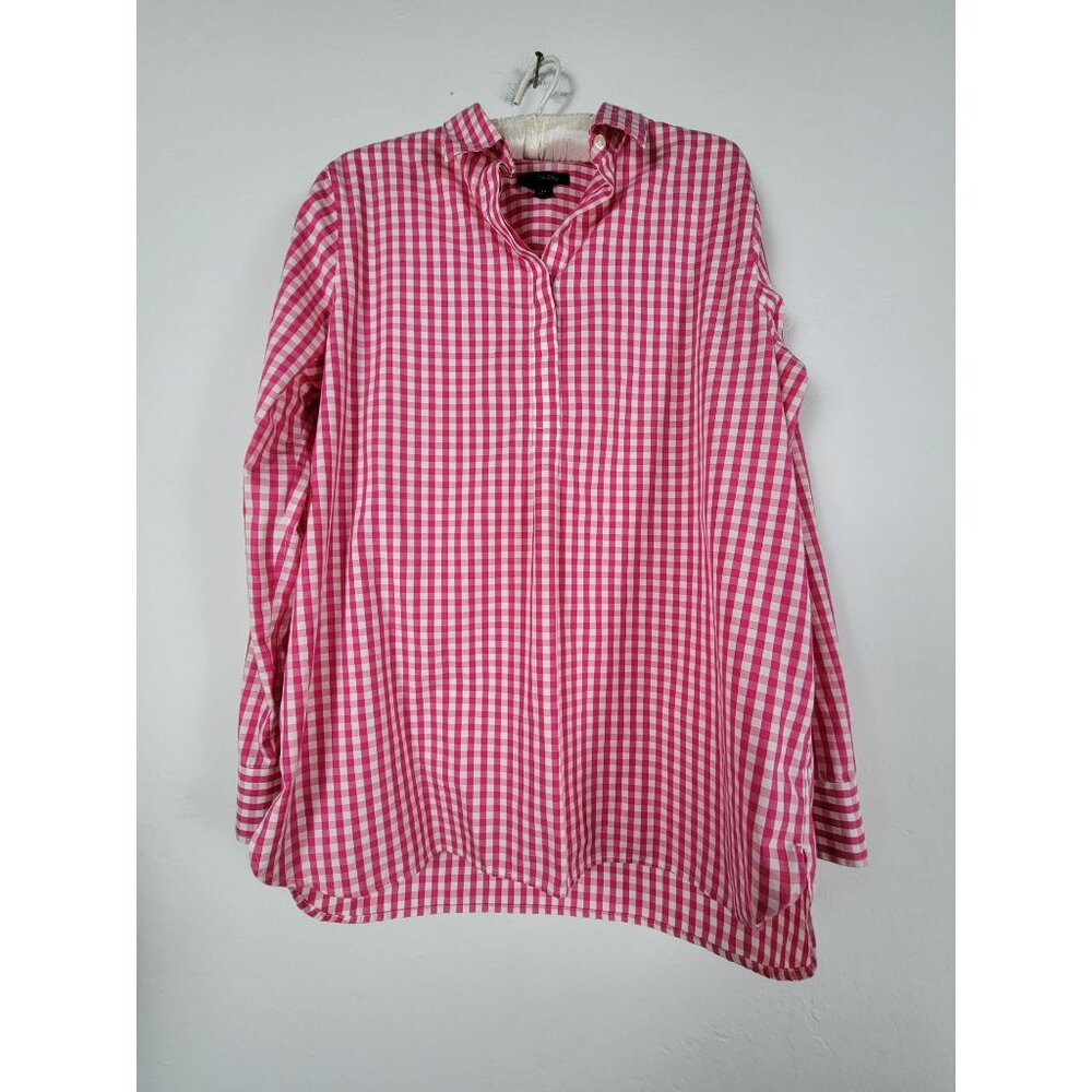 Lands' End Women's Gingham Pattern Collared Long … - image 1